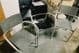 186133 / SET OF 3 METAL FRAMED STACKING CHAIRS 2 WITH GREY PLASTIC SEATS 1 WITH BLACK PLASTIC